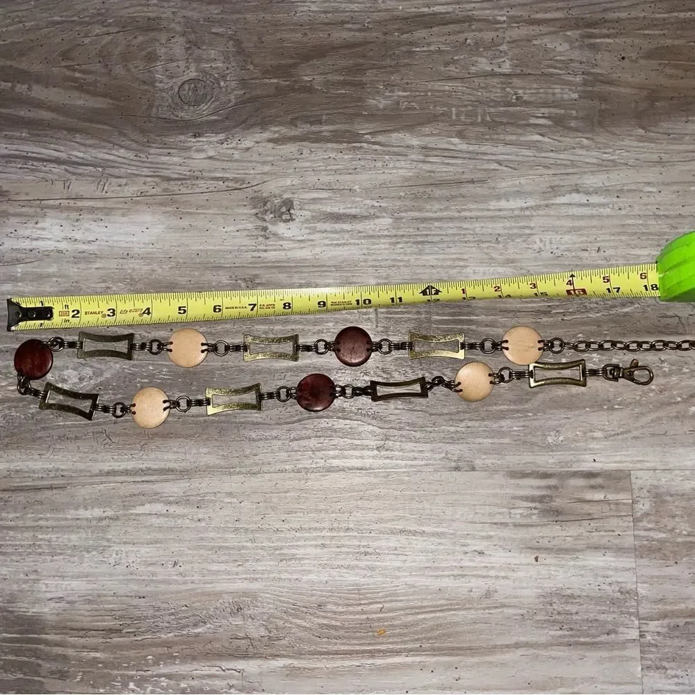 VINTAGE chain-wooden disks adjustable belt